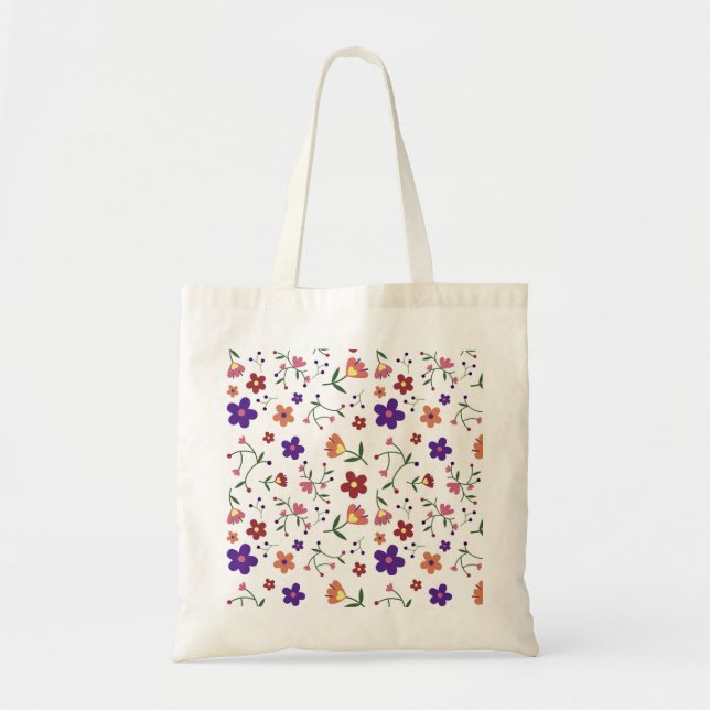 HandGezeichnet Blumenmuster Tragetasche (Vorne)
