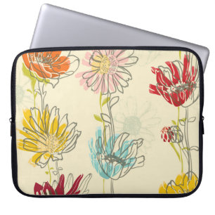 HandGezeichnet, blumennahes Muster Laptopschutzhülle