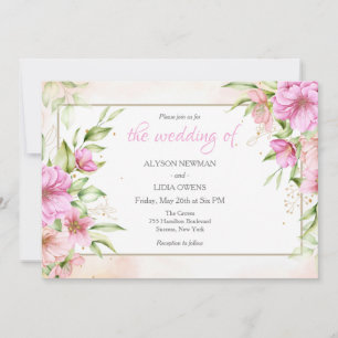 Handgezeichnet Blüten zum Hochzeitsempfang Ankündigung