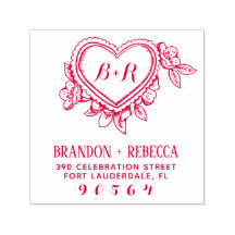 Handgezeichnet Botanische Herzinitialen Rücksendea