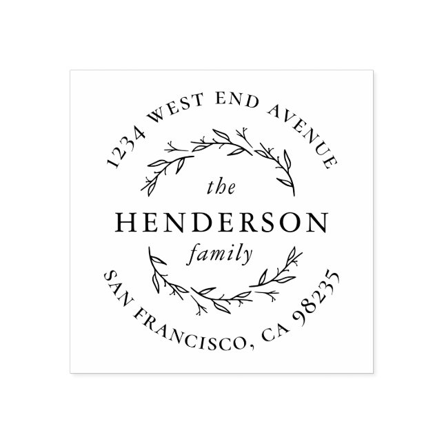 Handgezeichnet Botanische Rücksendeadresse Gummistempel (Prägung)