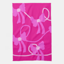 Handgezeichnet Bows Rosa Gelbe Liebhaber Geschirrtuch