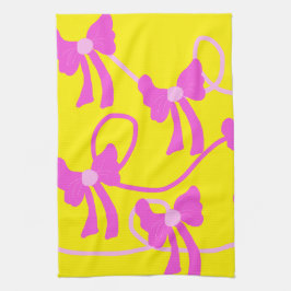 Handgezeichnet Bows Rosa Gelbe Liebhaber Geschirrtuch