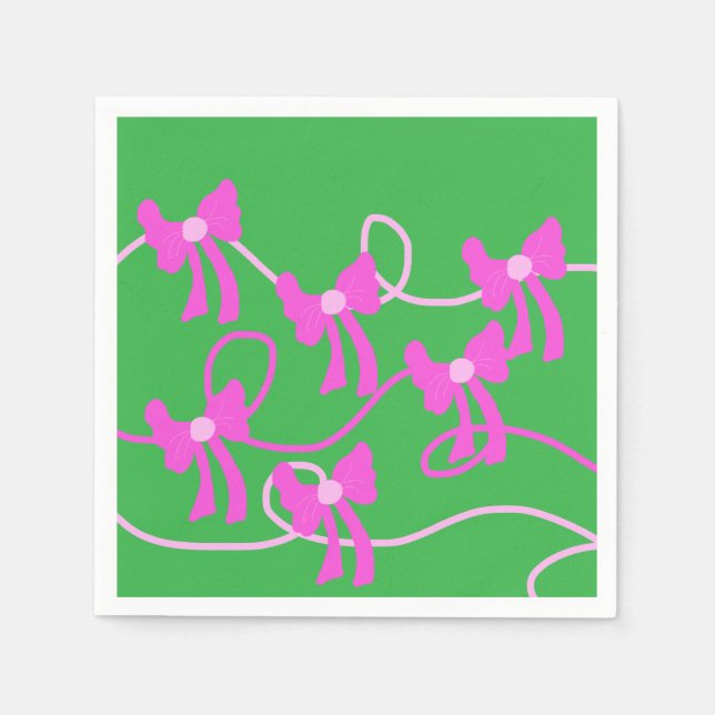 Handgezeichnet Bows Rosa Gelbe Liebhaber Serviette (Vorderseite)