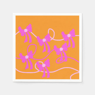 Handgezeichnet Bows Rosa Gelbe Liebhaber Serviette