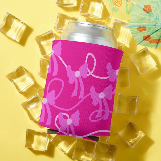 Handgezeichnet Bows Rosa Liebhaber Dosenkühler (In Situ Sommer)