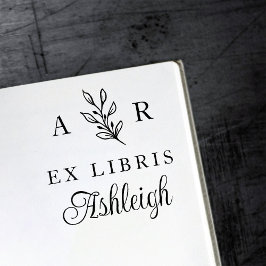 Handgezeichnet Branch-Initialen Name Ex Libris Boo Gummistempel