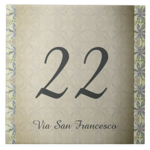 Handgezeichnet Cyanus House Number & Street Fliese
