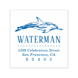 Handgezeichnet Delphin Familienname Rücksendeadres Permastempel