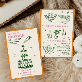 Handgezeichnet die Nacht vor der Probe Abendessen Einladung