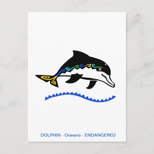 Handgezeichnet - DOLPHIN - Erhaltung - Natur - Postkarte (Vorderseite)
