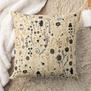 HandGezeichnet Doodle Floral Nahtloses Muster Kissen