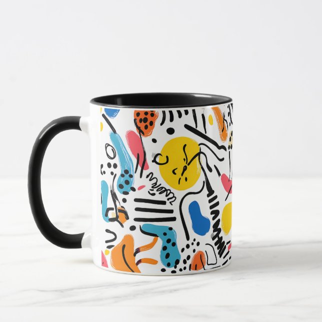 Handgezeichnet Doodles spielerisches Muster Tasse (Links)