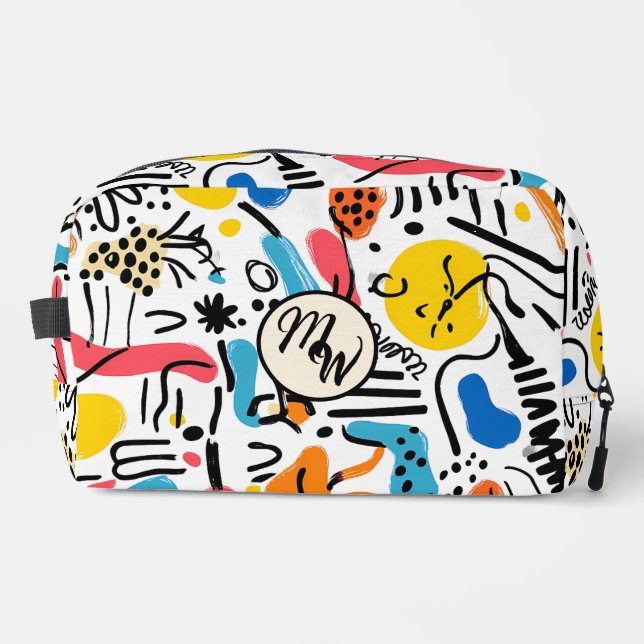 Handgezeichnet Doodles spielerisches Muster Waschbeutel (Vorderseite)