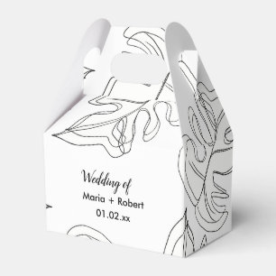 HandGezeichnet Doppelmonstera Line Art Wedding Geschenkschachtel