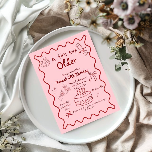 Handgezeichnet ein Tini Bit Ältere Martini Geburts Einladung (Von Creator hochgeladen)