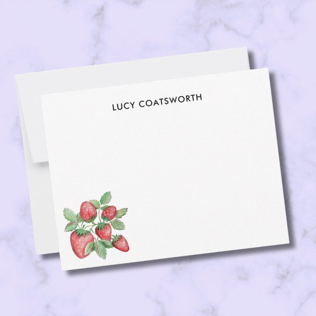 HandGezeichnet Erdbeeren Niedlich Cotattcore Mitteilungskarte (These flat strawberry cards are perfect for quick notes to say hi, get well, or thank you.)