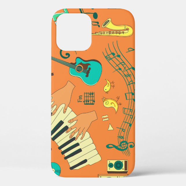 Handgezeichnet farbiges Musikmuster Case-Mate iPhone Hülle (Rückseite)