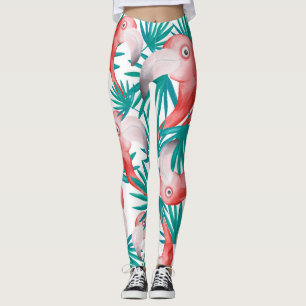 Handgezeichnet Flamingo: wasserfarbenes nahtloses  Leggings