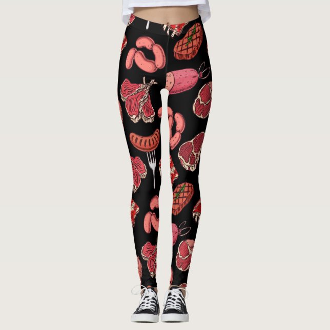 handgezeichnet Fleischerzeugnisse Muster Leggings (Vorderseite)