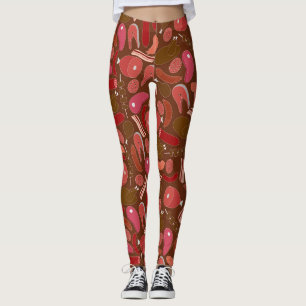 handgezeichnet Fleischerzeugnisse Muster Leggings