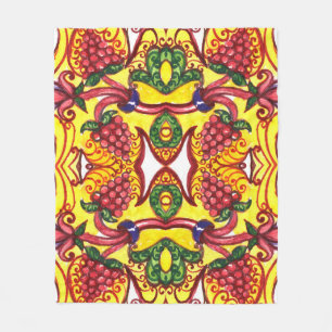 Handgezeichnet: Florale ornamentale Eleganz. Fleecedecke