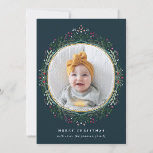 HandGezeichnet Folk Wildblume Kraath Weihnachtsfes Feiertagskarte