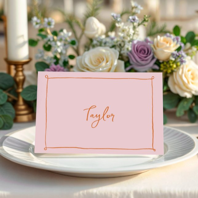 HandGezeichnet Frame Brautparty Platzkarte Tischnummer (handwritten pink and orange place cards)