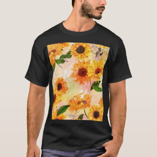 HandGezeichnet Gelbe Sonnenblumen Wasserfarben Mus T-Shirt