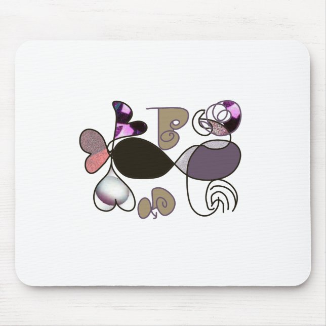 Handgezeichnet gemischte Briefe und Herzen, farbig Mousepad (Vorne)