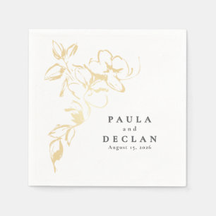 Handgezeichnet Gold-Blume Elegante Minimalistische Serviette