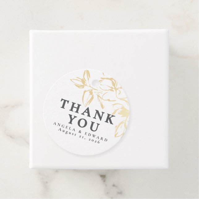 Handgezeichnet Gold-Blume Minimalistisch Danke Geschenkanhänger (Beispiel)