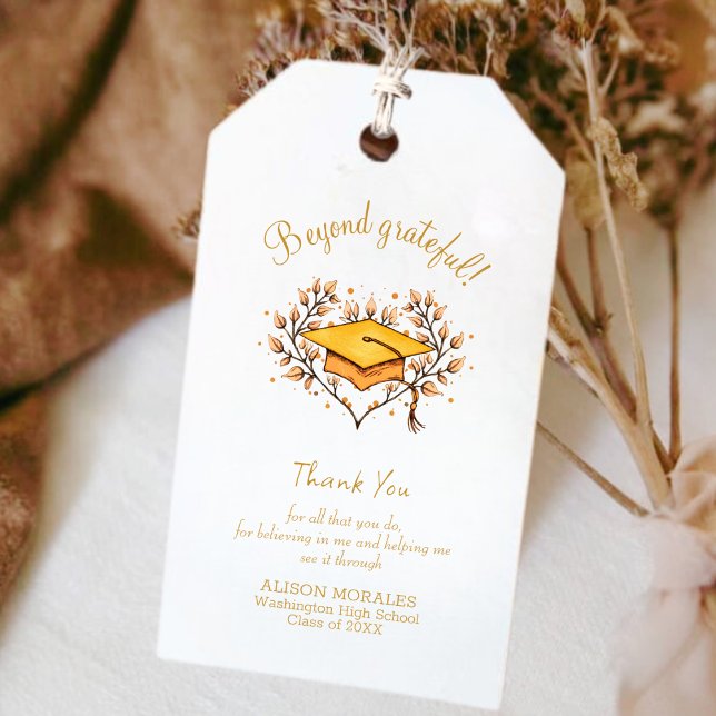 Handgezeichnet goldene Graduierungsmütze Vielen Da Geschenkanhänger (Von Creator hochgeladen)