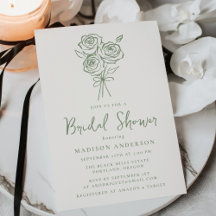 HandGezeichnet Green Rose Bouquet Brautparty