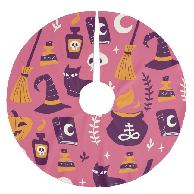 Handgezeichnet Halloween, sprichwörtlich nahtlos. Polyester Weihnachtsbaumdecke (Vorderseite)