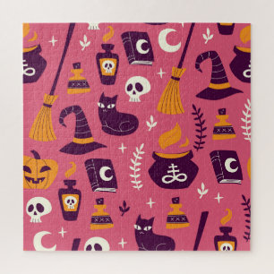 Handgezeichnet Halloween, sprichwörtlich nahtlos. Puzzle