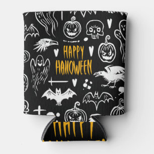 Handgezeichnet Halloween-Symbole, Vintage Sammlung Dosenkühler