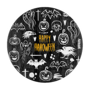 Handgezeichnet Halloween-Symbole, Vintage Sammlung Schneidebrett