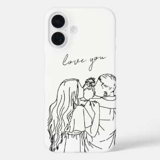 Handgezeichnet Handy-Gehäuse: Mama/Vater Liebe Sie iPhone 16 Hülle