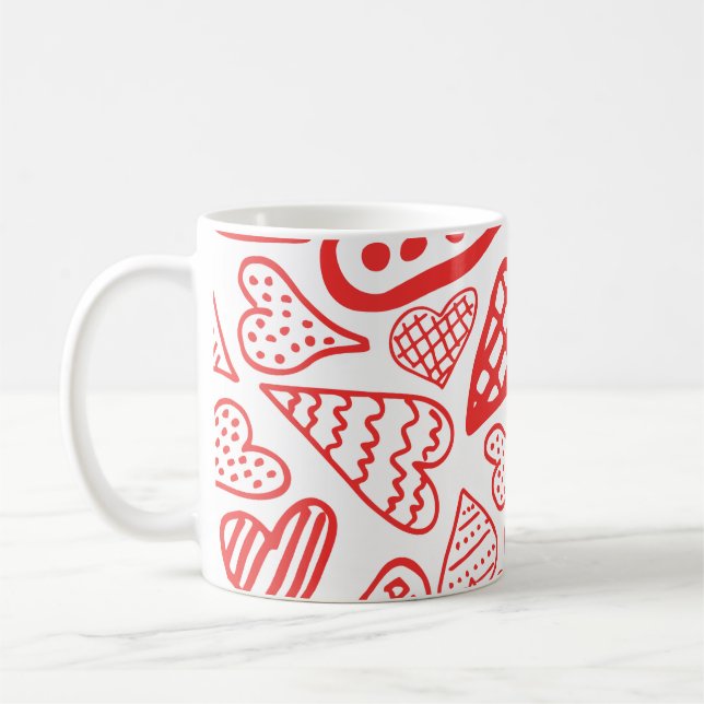"HandGezeichnet Herzdesign | Whimsisch und romanti Kaffeetasse (Links)