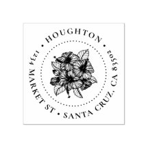 Handgezeichnet Hibiskus Runde Rücksendeadresse