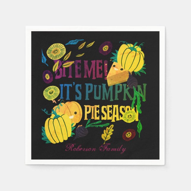 Handgezeichnet Illustration Pumpkin Pie Saison Serviette (Vorderseite)