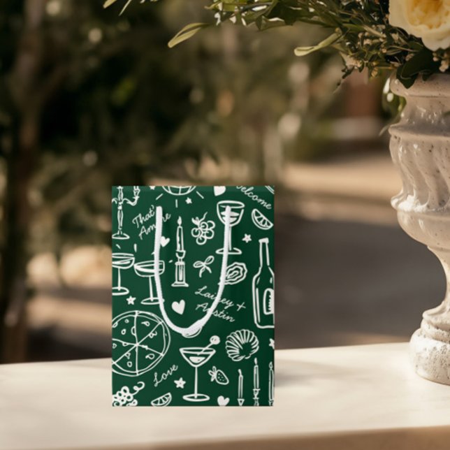 HandGezeichnet Illustrierte Hochzeitsgeschenktasch Mittlere Geschenktüte (Hand-Drawn Illustrated Wedding Welcome Gift Bags)