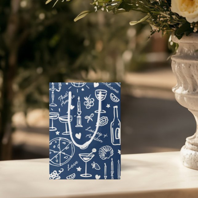 HandGezeichnet Illustrierte Hochzeitsgeschenktasch Mittlere Geschenktüte (Hand-Drawn Illustrated Wedding Welcome Gift Bags)