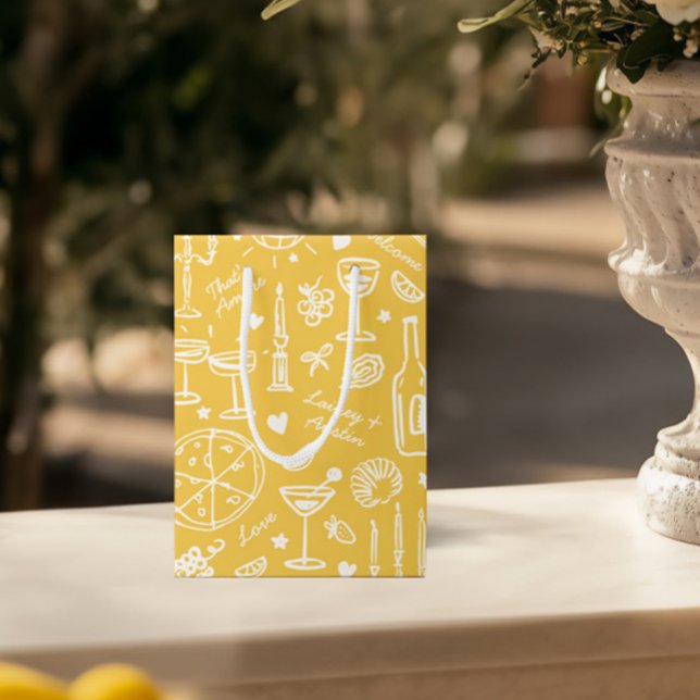 HandGezeichnet Illustrierte Hochzeitsgeschenktasch Mittlere Geschenktüte (Hand-Drawn Illustrated Wedding Welcome Gift Bags)