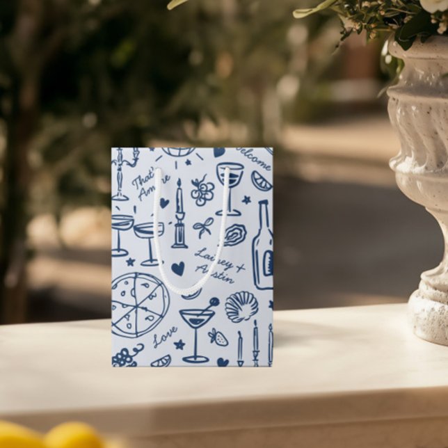 HandGezeichnet Illustrierte Hochzeitsgeschenktasch Mittlere Geschenktüte (Hand-Drawn Illustrated Wedding Welcome Gift Bags)