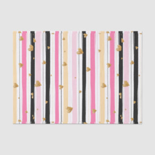 Handgezeichnet Imitate Gold Hearts & Stripes Muste Seidenpapier