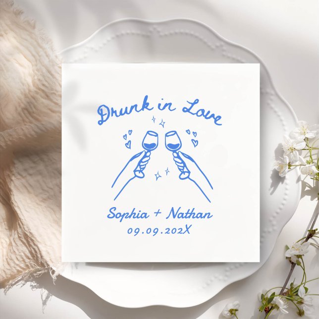 Handgezeichnet in Liebe Personalisierte Hochzeit B Serviette (Von Creator hochgeladen)
