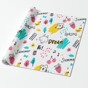 Handgezeichnet in süßer Farbe Geschenkpapier