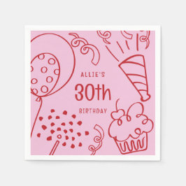 Handgezeichnet jedes Alter Geburtstagsparty Ballon Serviette